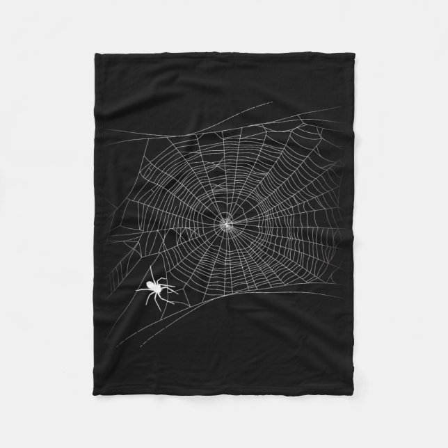 Scary Spider Web - Black Widow Halloween  Fleece Blanket (Front)