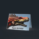 Scary Spinosaurus Dinosaur,  Birthday Card<br><div class="desc">Pictured is a big scary Spinosaurus Dinosaur with a birthday message inside</div>