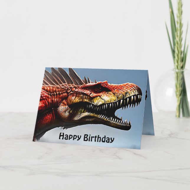 Scary Spinosaurus Dinosaur,  Birthday Card (Front)