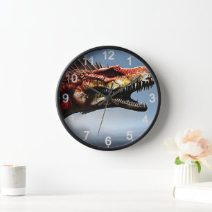 Scary Spinosaurus Dinosaur, Clock