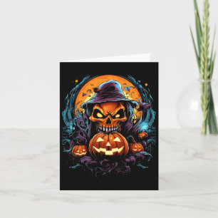 Scary Spooky Castle Halloween Pumpkin Witch  Card