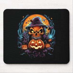 Scary Spooky Castle Halloween Pumpkin Witch Mouse Pad