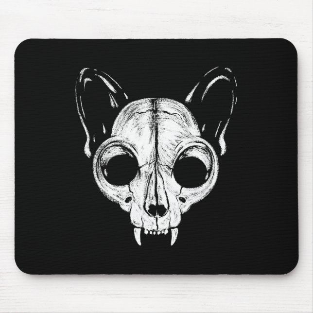 Scary Spooky Cat Feline Skull Skeleton Halloween A Mouse Pad (Front)