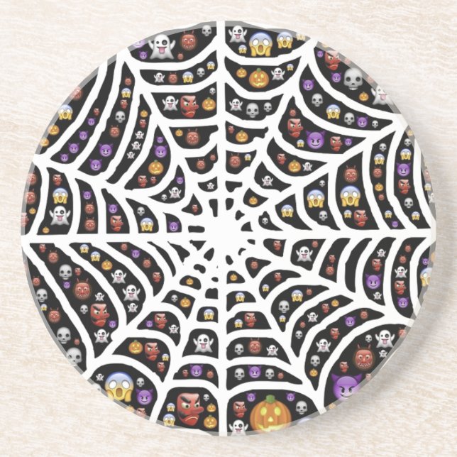 Scary Spooky Cobweb Collage Coaster (Front)