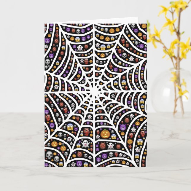 Scary Spooky Cobweb Collage Greeting Card (Yellow Flower)