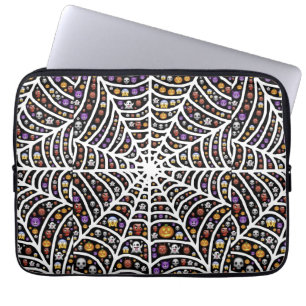 Scary Spooky Cobweb Collage Laptop Sleeve
