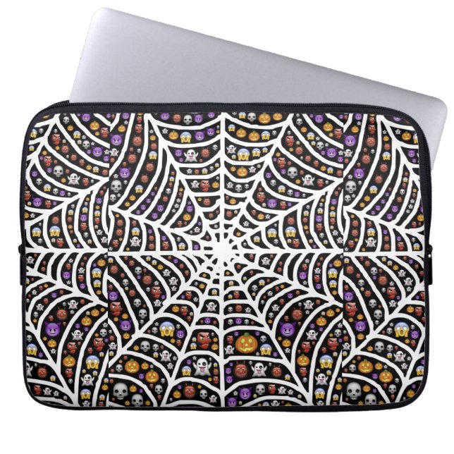 Scary Spooky Cobweb Collage Laptop Sleeve (Front)