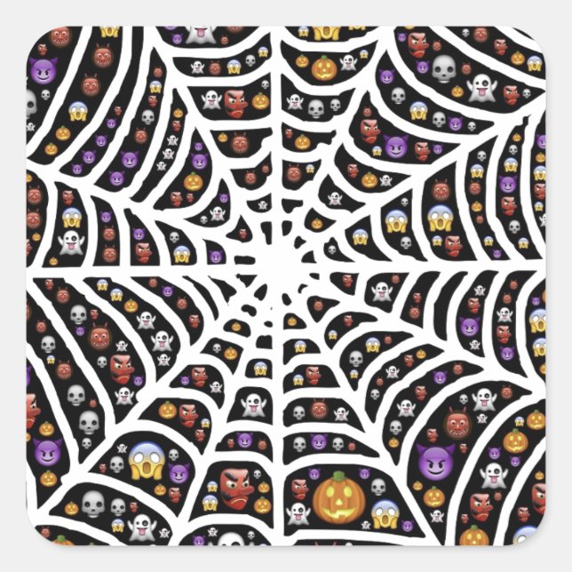 Scary Spooky Cobweb Collage Square Sticker (Front)