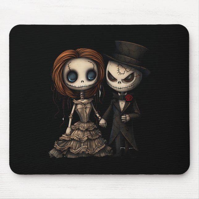 Scary Spooky Doll Halloween Bride And Groom  Mouse Pad (Front)
