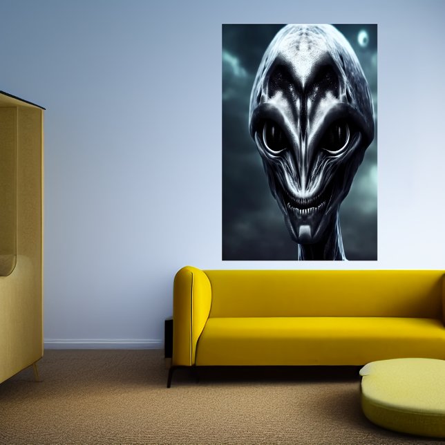 Scary spooky grey alien | AI Art Poster (Creator Uploaded)