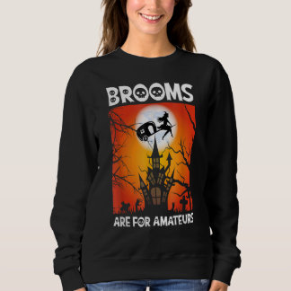 Scary Spooky Halloween Haunted Castle Night Broom Sweatshirt