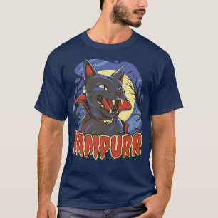 Scary spooky Halloween vampire cat vampurr women m T-Shirt