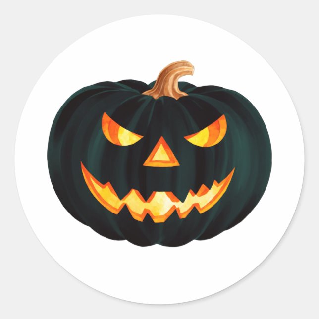 Scary Spooky Jack-O-Lantern  Classic Round Sticker (Front)