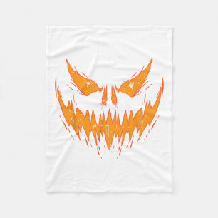 Scary Spooky Jack O Lantern Face Pumpkin Halloween Fleece Blanket