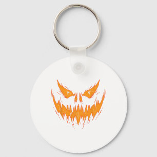 Scary Spooky Jack O Lantern Face Pumpkin Halloween Key Ring