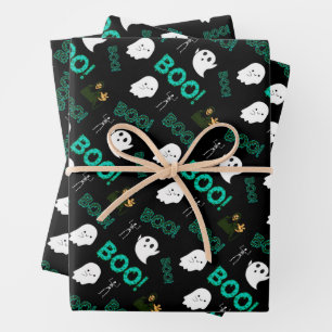  SCARY SPOOKY SEAMLESS HALLOWEEN PATTERN WRAPPING PAPER SHEET