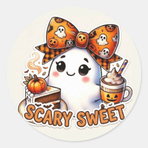 Scary Sweet Ghost Classic Round Sticker