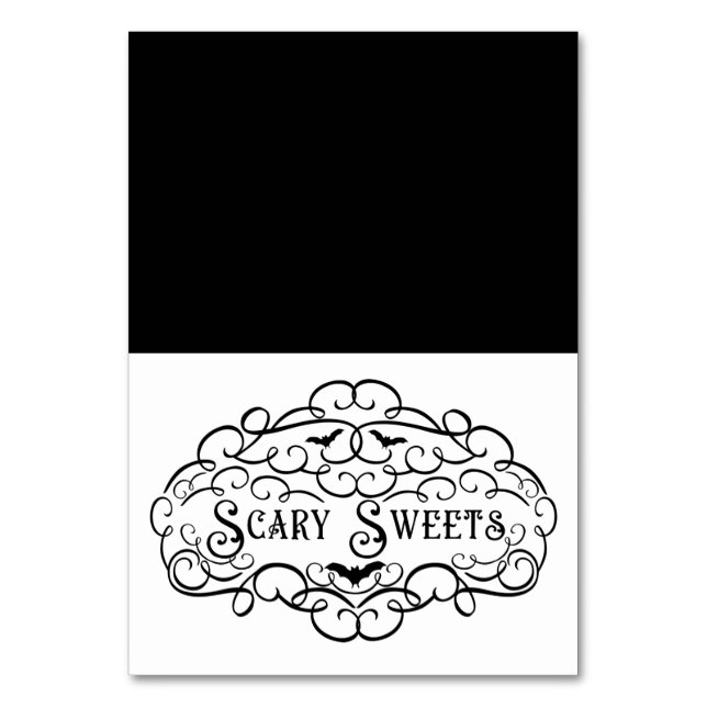 Scary Sweets Vintage Halloween Food Tent Table Number (Front)