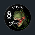 Scary T-Rex Dinosaur Kids Age 7.5 Cm Round Badge<br><div class="desc">Is this scary Tyrannosaurus isn't looking for supper,  he really is trying hard to be
friendly,  and wants to wish a special child a very HAPPY BIRTHDAY!
Customise the child's name and age.</div>