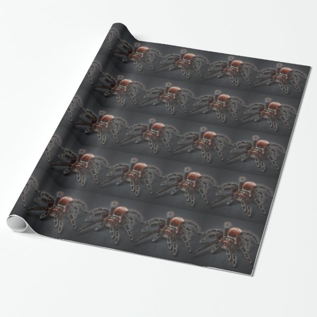 Scary Tarantula Spider Arachnophobia Wrapping Paper (Unrolled)