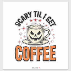 Scary Til Coffee Vintage Halloween Coffee Shirt_1