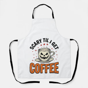 Scary Til Coffee Vintage Halloween Coffee Shirt_1 Apron