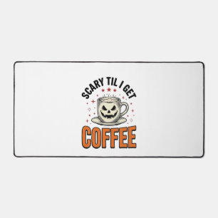Scary Til Coffee Vintage Halloween Coffee Shirt_1 Desk Mat