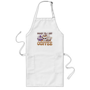 Scary Til I Get Coffee - Halloween Coffee Lover Long Apron