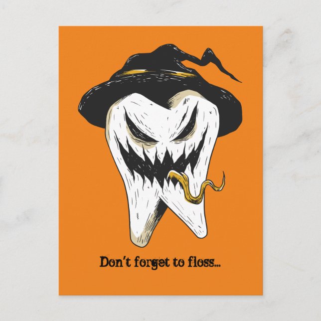 Scary Tooth Dentist Halloween Postcard (Front)