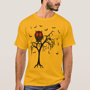 Scary Tree with Owl Halloween T-Shirt