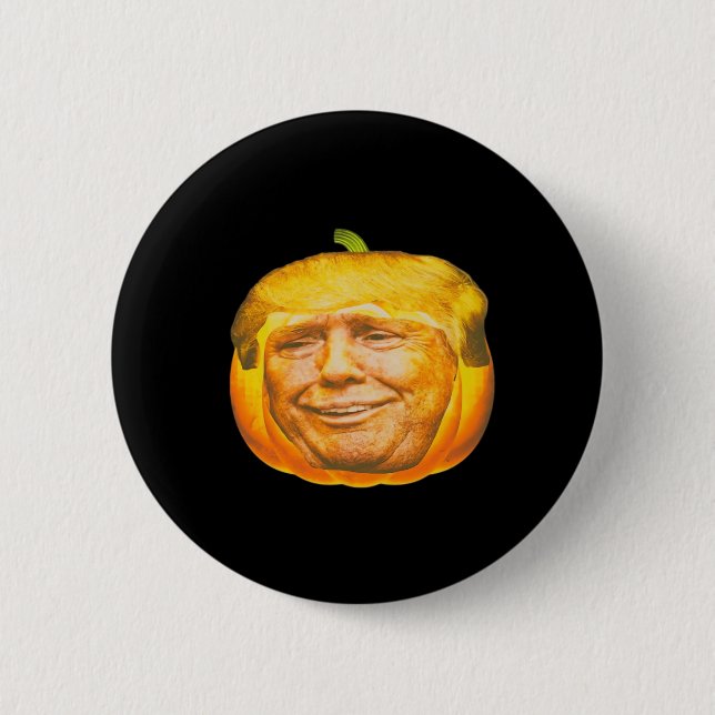 Scary Trumpkin Pumpkin Halloween Party Design 6 Cm Round Badge (Front)