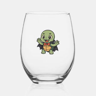 Scary turtle vampire Halloween Oversized T-Shirt Stemless Wine Glass