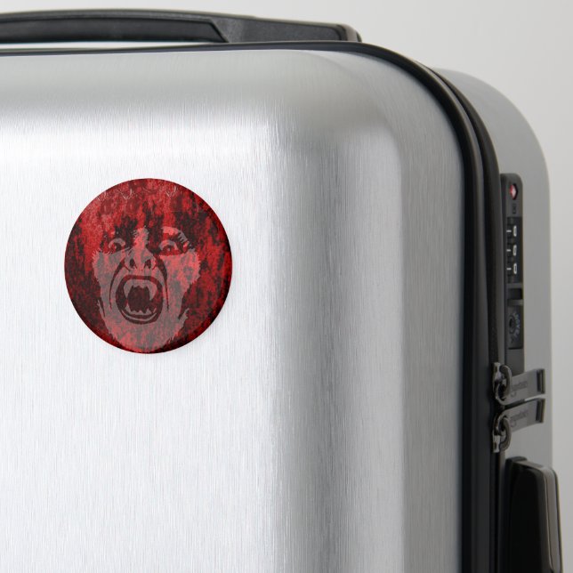 Scary Vampire Lady in Blood Round Magnet (In Situ (Luggage))