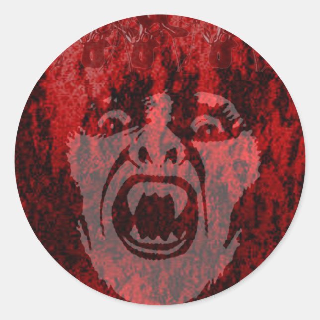 Scary Vampire Lady in Blood Round Sticker (Front)