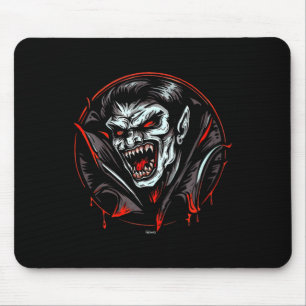 Scary vampire showing sharp teeth ready to bite mouse pad