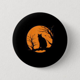 Scary Vintage Halloween Black Cat Costume Retro Mo 6 Cm Round Badge
