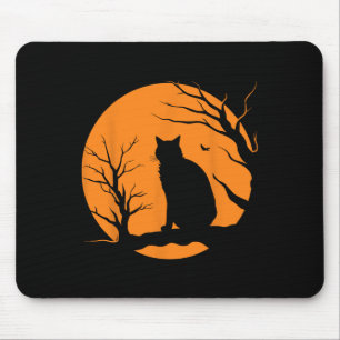Scary Vintage Halloween Black Cat Costume Retro Mo Mouse Pad