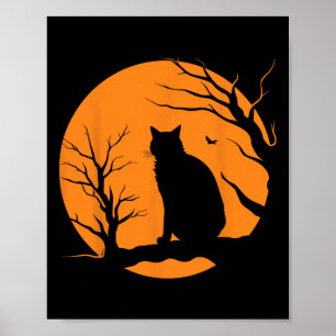 Scary Vintage Halloween Black Cat Costume Retro Mo Poster