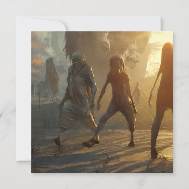 Scary Walking Zombie Halloween Card (Front)