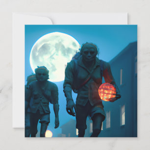Scary Walking Zombie Halloween Card