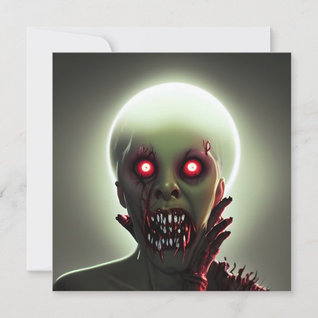 Scary Walking Zombie Halloween Card (Front)