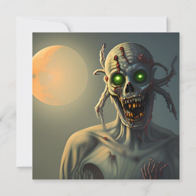 Scary Walking Zombie Halloween Card (Front)
