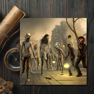 Scary Walking Zombie Halloween Card