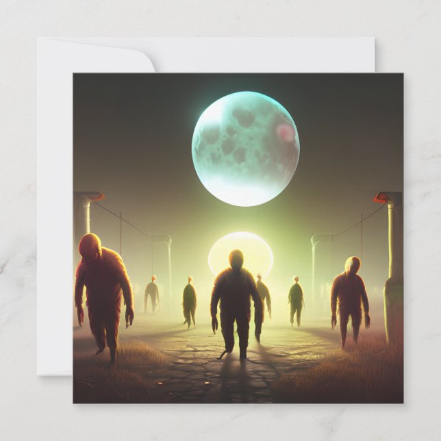 Scary Walking Zombie Halloween Card (Front)