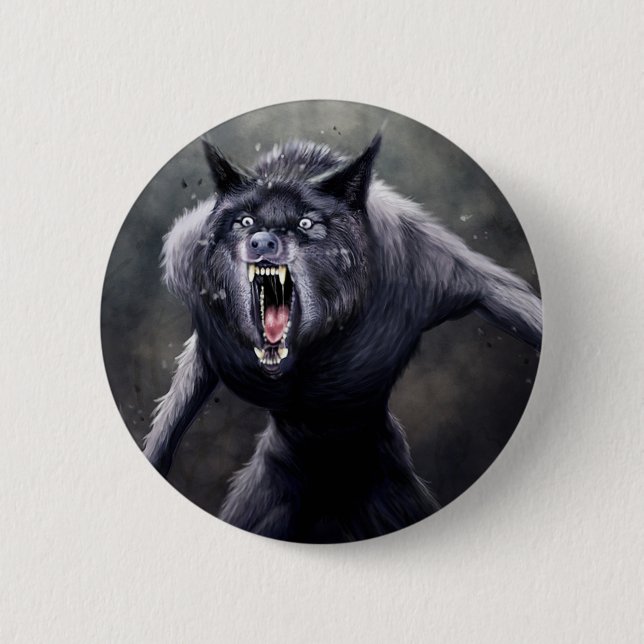 scary werewolf 6 cm round badge (Front)