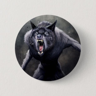 scary werewolf 6 cm round badge
