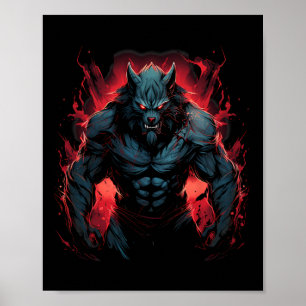 Scary Werewolf Full Moon Halloween Costume Horror Poster