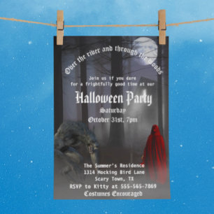 Scary Werewolf Red Riding hood Halloween Party Invitation