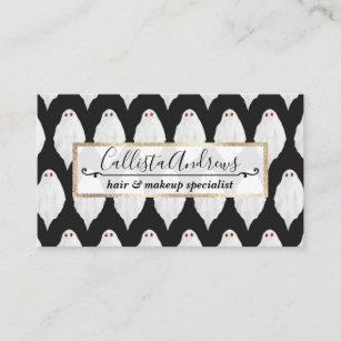 Scary White Halloween Ghosts Watercolor Pattern Business Card