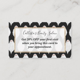 Scary White Halloween Ghosts Watercolor Pattern Discount Card